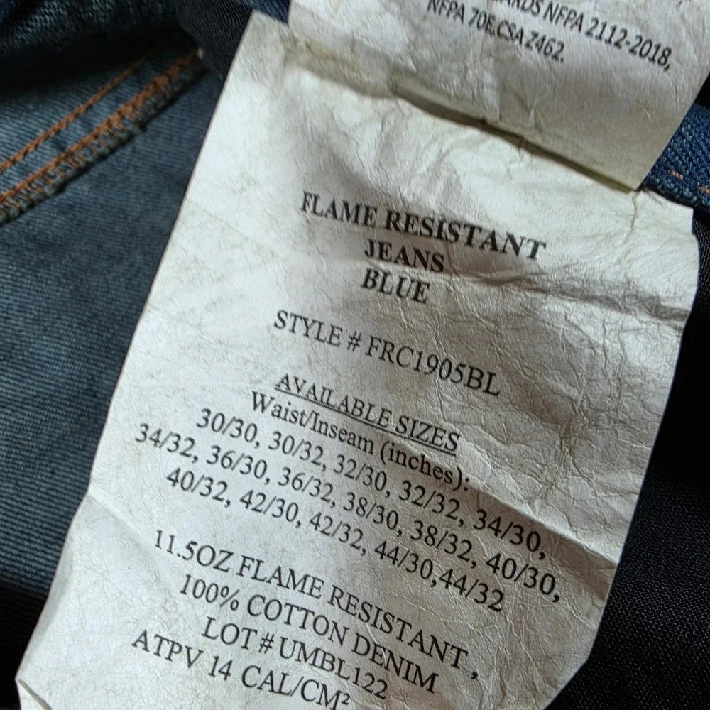 NEW 2 PACK Bocomal Flame Resistant Jeans 40/32 Blue FR Workwear CAT II FRC1905BL